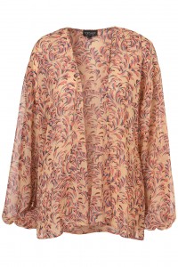 Topshop - Cream Feather Print Kimono